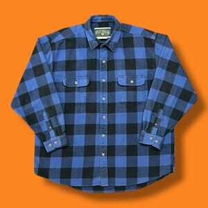 Vintage Flannel Shirt Buffalo Plaid Long Sleeve Button Up 90s Field & Stream